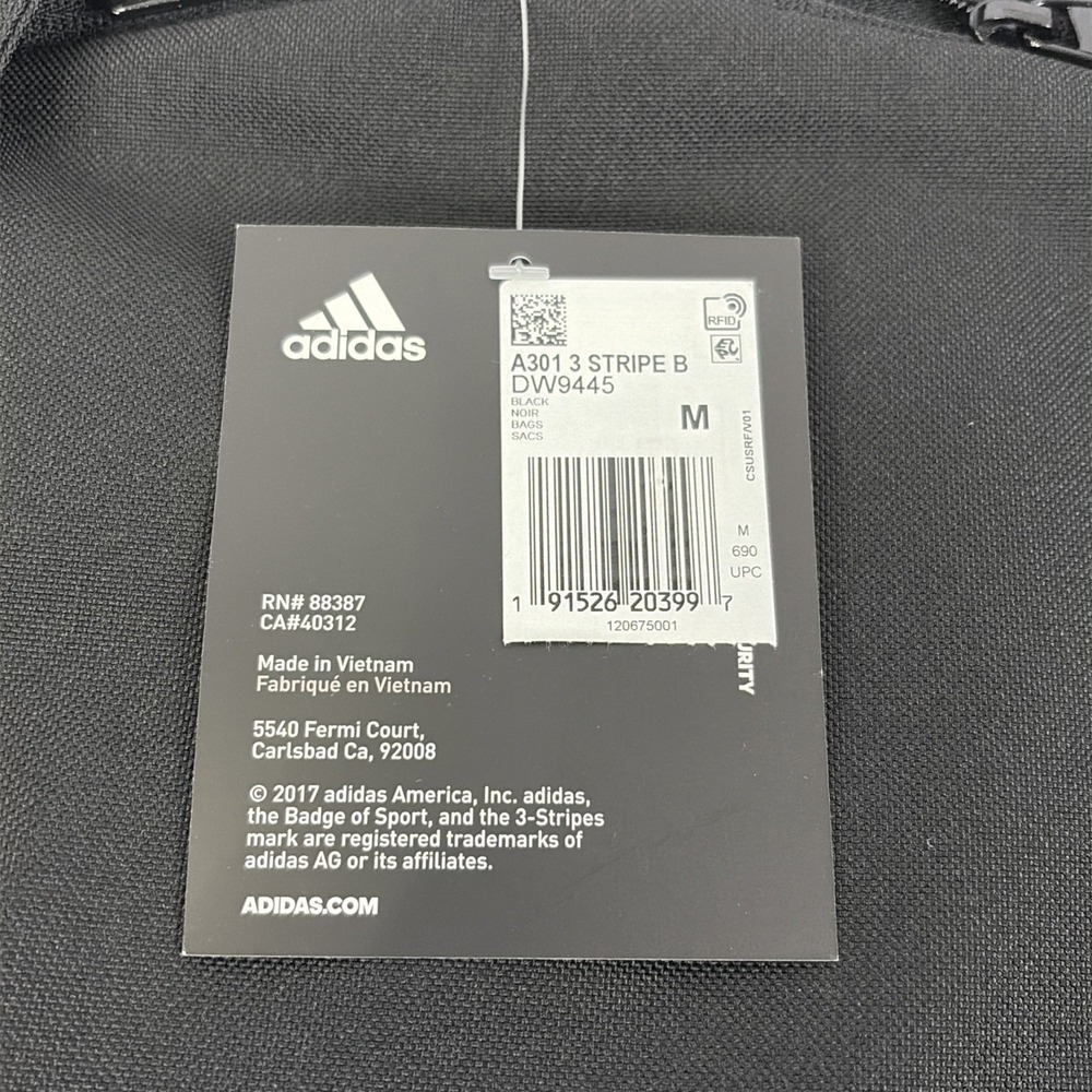 Adidas Golf Medium Black Backpack Bag 3 Gray Stripe DW9445 NWT - Picture 5 of 11